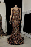 Belle robe de bal sirène sans manches à bretelles croisées au cou