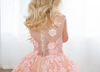 NumberSea - Beautiful Long Ball Gown Tulle Appliques Lace Flower girl dress