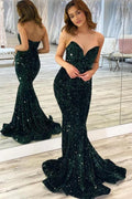 Bellissimo Abito da Sera Lungo a Sirena Senza Maniche con Paillettes
