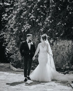 Long Mermaid Lace Wedding Gown With Spaghetti Straps V Neck Backless