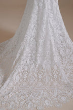 Magnifiques robes de mariée longues sirène à décolleté cœur en dentelle avec manches amovibles
