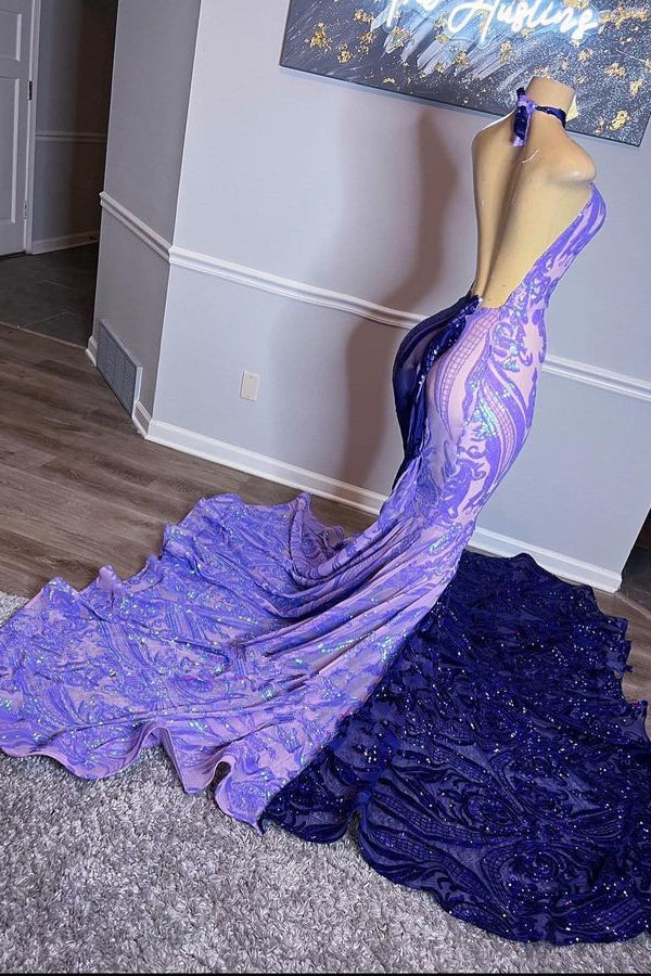 Bellissimo Abito da Sera Lungo a Sirena Senza Maniche con Colori Misti