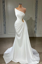 Magnifique robe de mariée blanche longue en ligne A sans manches ornée de perles