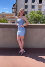 Beautiful Sky Blue Spaghetti Straps Sleeveless Homecoming Dresses