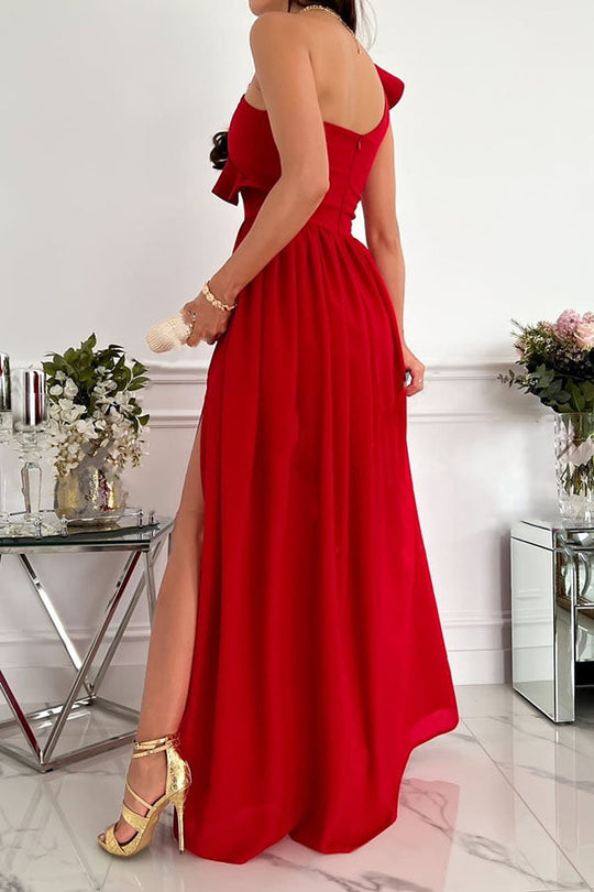 Darling Muse – Party-Maxikleid mit Rüschen und One-Shoulder-Träger 