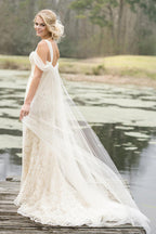 El mejor vestido de novia largo de tul con encaje