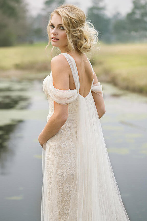 El mejor vestido de novia largo de tul con encaje