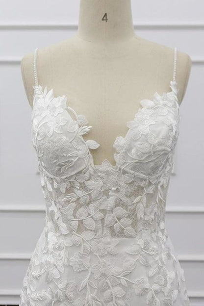 Best Spaghetti Strap Appliques Mermaid Elegant Wedding Dresses