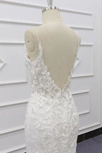 Meilleures appliques à bretelles spaghetti robe de mariée élégante sirène