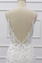Meilleures appliques à bretelles spaghetti robe de mariée élégante sirène