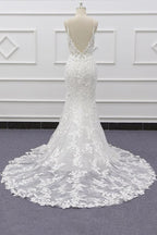 Migliore Abito da Sposa con Applicazioni e Spalline Sottili a Sirena