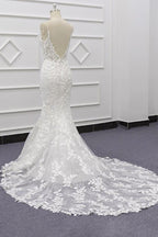 Migliore Abito da Sposa con Applicazioni e Spalline Sottili a Sirena