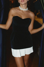 Robes de soirée sans bretelles sexy, unies, en patchwork ruché