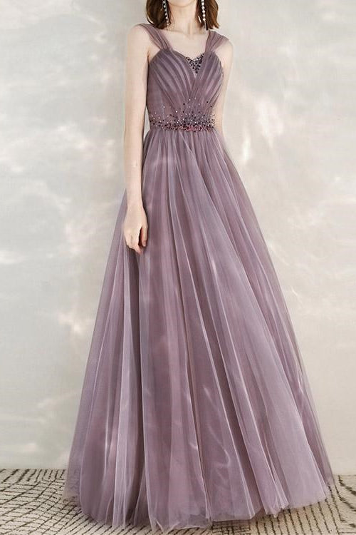 Elegant Infinity Tulle Off-Shoulder Long Prom Dress With Sequins