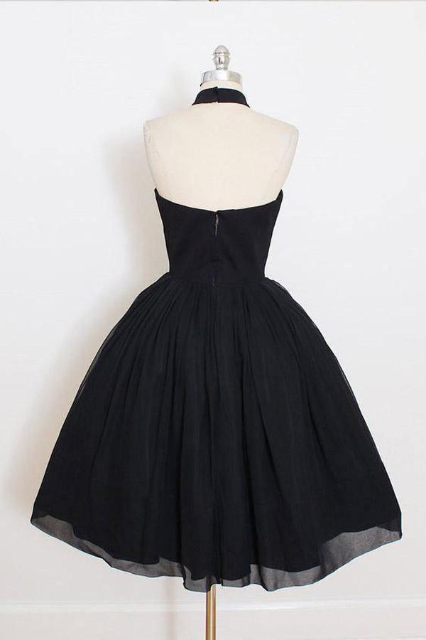 Black Halter Simple Short Homecoming/Party Dresses