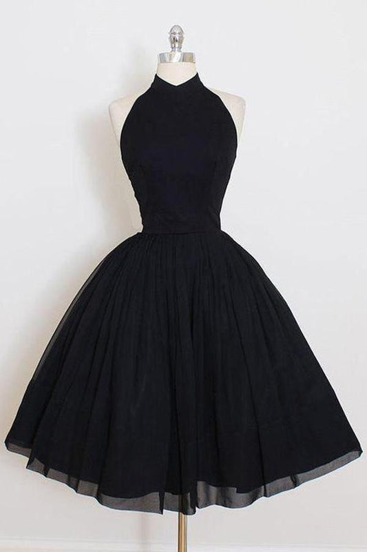 Schwarze Neckholder-Kleider für Zuhause/Party