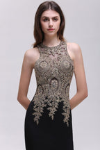 Robes de bal sirène avec appliques en dentelle noire