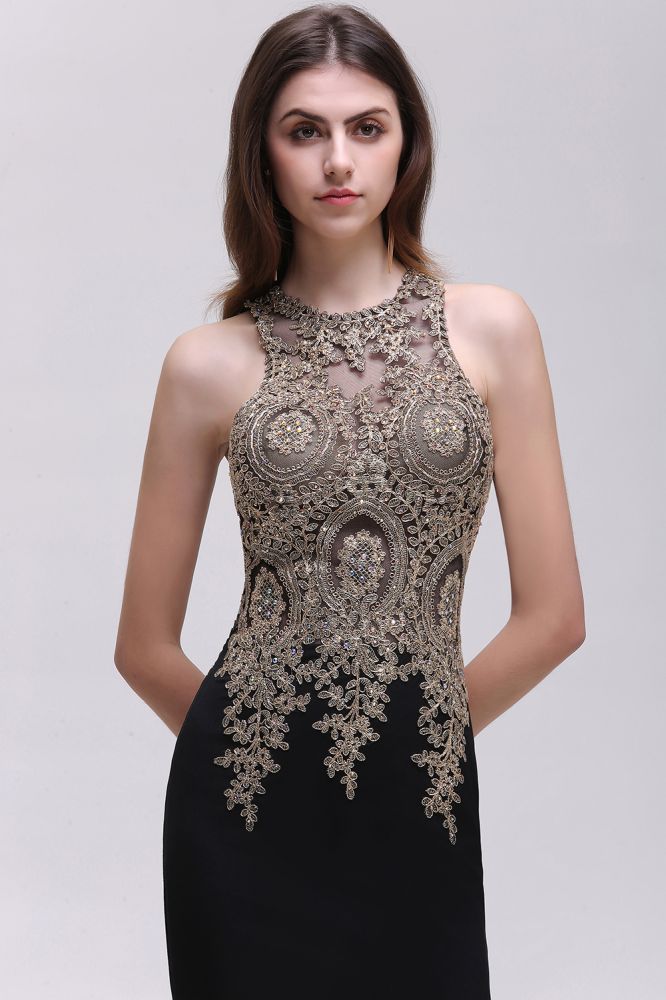Robes de bal sirène avec appliques en dentelle noire