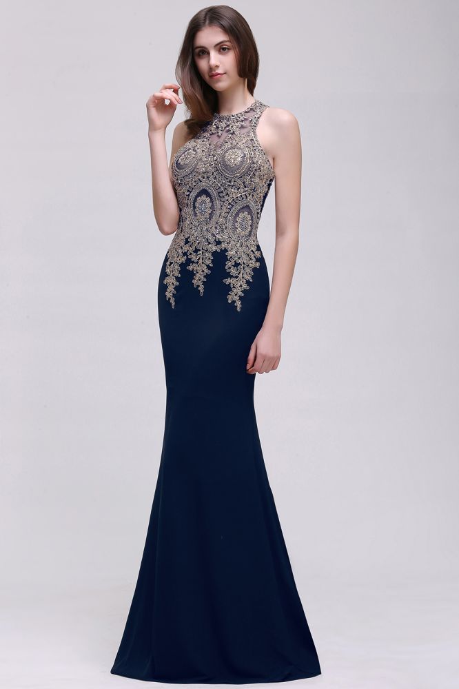 Robes de bal sirène avec appliques en dentelle noire