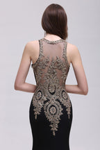Robes de bal sirène avec appliques en dentelle noire