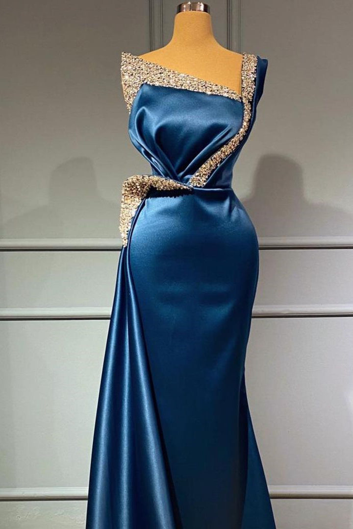 Vestido de noche azul Vestidos de fiesta largos con purpurina