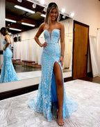 Alexandrie | Robe de bal en dentelle à décolleté cœur sirène avec manches amovibles