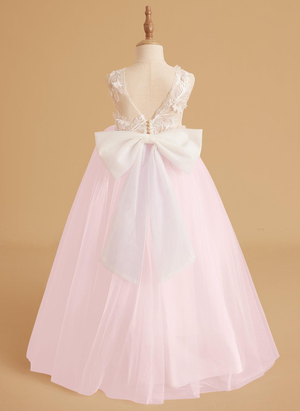 Flower Girl Dress Sleeveless Lace With Tulle And Beading Details