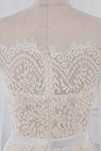 Boho Off The Shoulder Champagne Mermaid Wedding Dress Long Sleeves Appliques