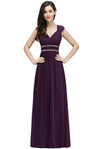 Abiti lunghi da sera color bordeaux in chiffon a tubino con scollo a V