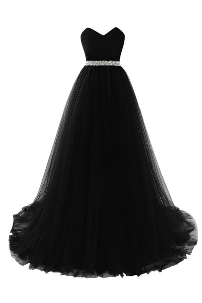 Burgundy Tulle A-line Sweetheart Prom Dress