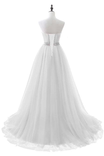 Burgundy Tulle A-line Sweetheart Prom Dress