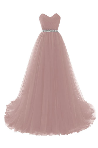 Burgundy Tulle A-line Sweetheart Prom Dress