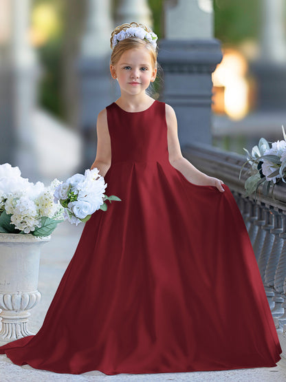 Robe de demoiselle d'honneur de première communion en satin et dentelle coupe A-line 