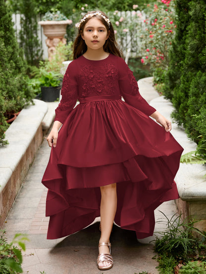 Vestido de daminha de honra assimétrico de cetim em linha A 