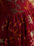 NumberSea - Burnt Orange Lace Tulle Embroidered Toddler Knee Length Flower Girl Dress