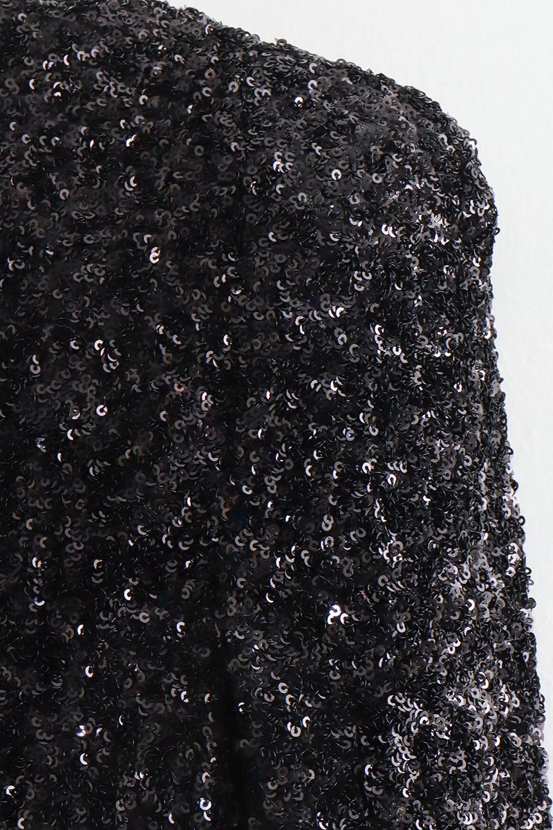 Elegante, rückenfreie Abendkleider mit Rundhalsausschnitt und einfarbigen Pailletten 