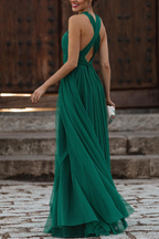 Sexy Formal Solid Hollowed Out Backless Halter Evening Dress Dresses