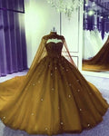 Abito da ballo con balza di tulle e pizzo, con mantello, vestito da principessa Y742