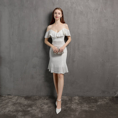 V-Ausschnitt Kleines Abendkleid – Elegantes kurzes Partykleid für Damen im Nachtclub 