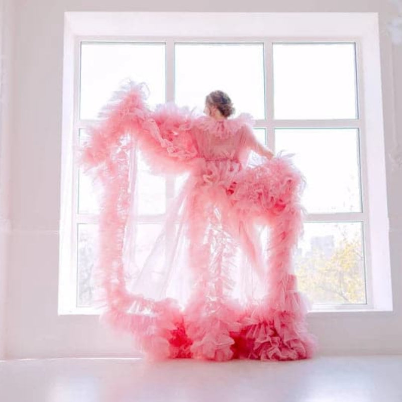 6108#Ruffle Maternity Dress Maternity Photoshoot Robes