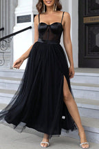 Sexy Abendkleider mit V-Ausschnitt und einfarbigem Schlitz 