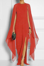 Elegante Abendkleider im britischen Stil mit einfarbigem Schlitz und O-Ausschnitt 