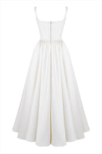 Breite Träger Korsett Einfarbig Kleider Maxi Kleider-Weiß 