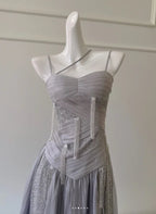 Vestido de Festa Roxo Elegante com Lantejoulas, Tule, Contas e Borlas, Modelo Linha A, Vestido de Noite Y8586