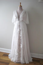 Boho V Neck Chiffon A Line Lace Wedding Dress Belt