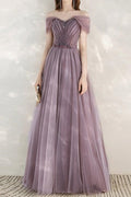 Elegant Infinity Tulle Off-Shoulder Long Prom Dress With Sequins
