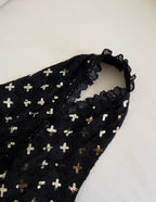 Elegante abito da sera lungo a linea ad A nero con stampa floreale in raso, paillettes e collo all'americana Y8568