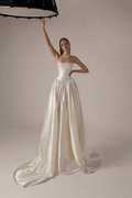 Spaghetti Strap Sleeveless A Line Long Pleated Prom Dress In 70 Colors