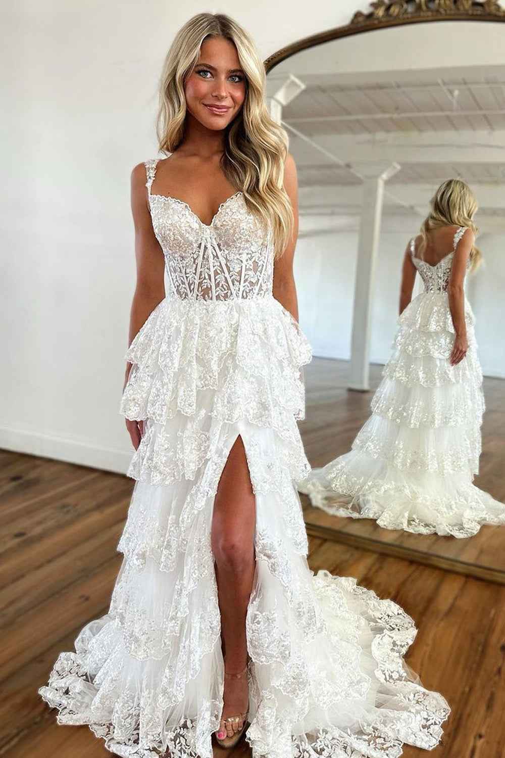 A Line Off the Shoulder Black Corset Prom Dress with Lace Ruffles