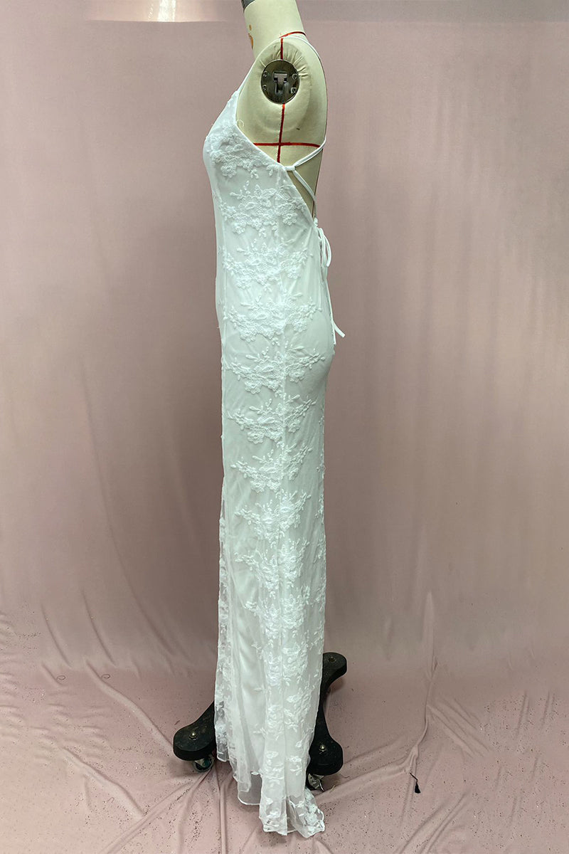 Robes de soirée patchwork dos nu en dentelle unie et sexy avec encolure en V (3 couleurs)